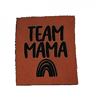 Label - Team Mama - REGENBOGEN - ca. 3cm x 3,5cm - Kunstleder ++ Farbauswahl ++